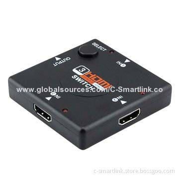 HDMI 3 x 1 Switch, 1.4A Supports 3D, 1,080P, Small Square Box, with HDCP, 3-input and 1 Output